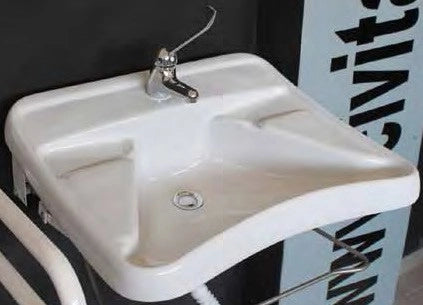 Lavabo ergonomico bianco con appoggiagomiti