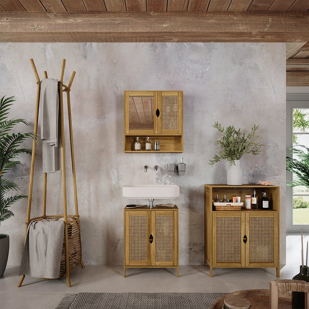 Vicco Set di mobili da bagno Bambù 3 parti