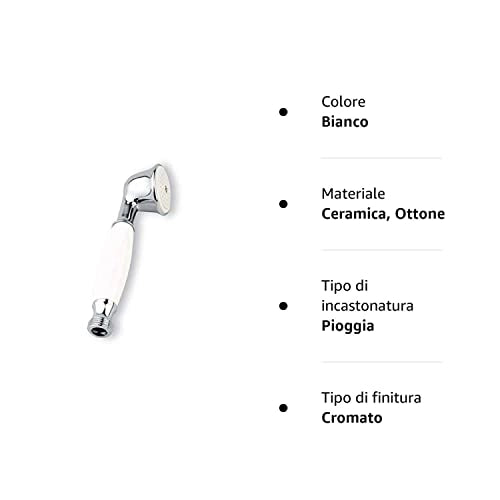 Doccetta bianca in ottone e ceramica stile retrò finitura cromo anticalcare Violetta DC 5000 Sphera