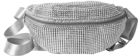 Borsa da spalla per donne - Cinturino regolabile - Borsa a tracolla - Argento/oro - Poliestere - Dimensioni 26 x 15 x 9 cm - Borsa da spalla