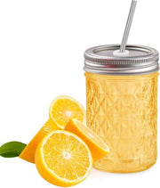 Set di 6 Bicchieri Mason - 240 ml - Per Marmellata, Yogurt e Miele - Con Tappo