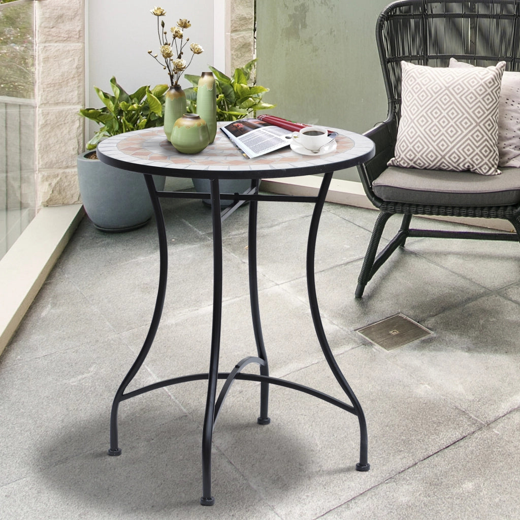 Tavolo da giardino rotondo ¨C zephmum ¨C arancione e bianco, ?60xH71 cm