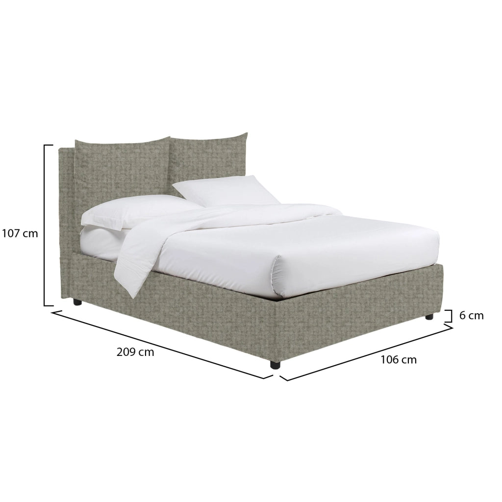 Todmorden, Letto Singolo Sfoderabile Made in Italy, Grigio