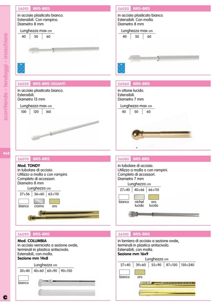 10coppie bris bris ventosa tondy cromato 27-36 cm cod:ferx.17630