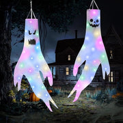Decorazioni di Halloween - Vele fantasma con illuminazione LED - 2 spiriti penzolanti - decorazione horror carina - fantasma volante per giardino - tema horror per feste interni ed esterni