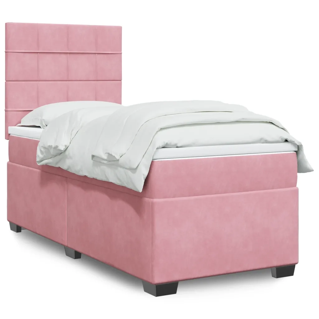Giroletto a Molle con Materasso Rosa 90x190 cm in Velluto 3290791