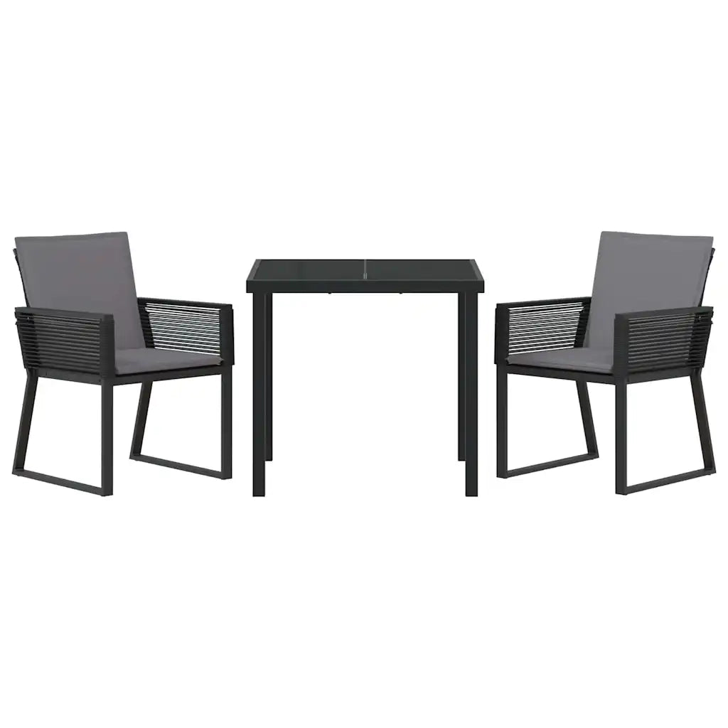 Set da Pranzo per Giardino 3 pcs Nero