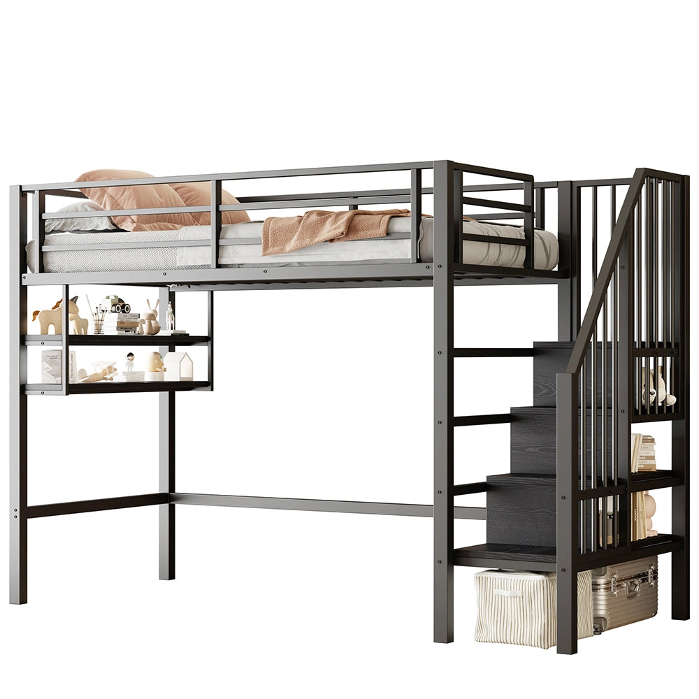 Letto a soppalco - Xylo - 90x200 cm contenitore nero
