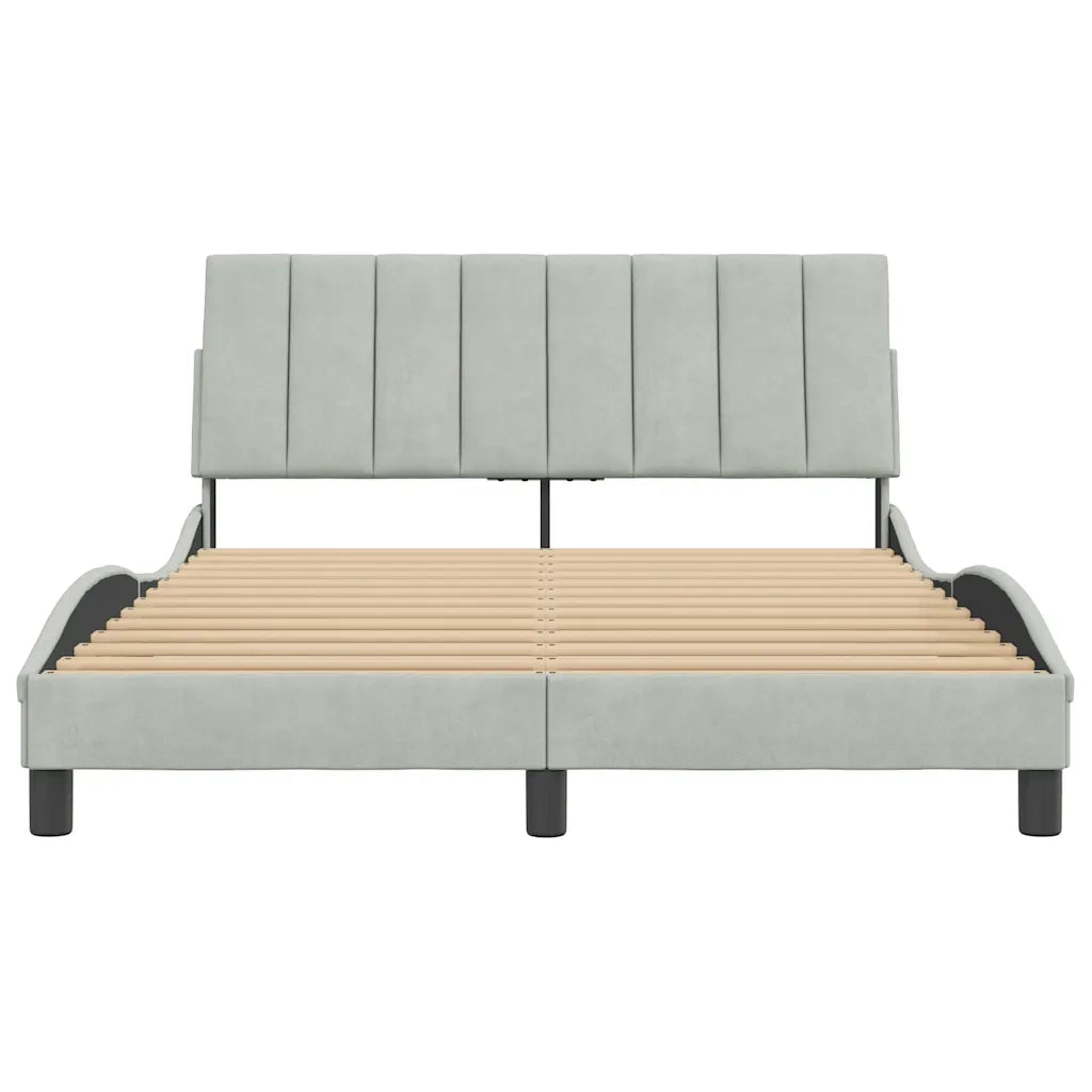 Giroletto senza Materasso Hanko Grigio Chiaro 140x200 cm Velluto 3207849