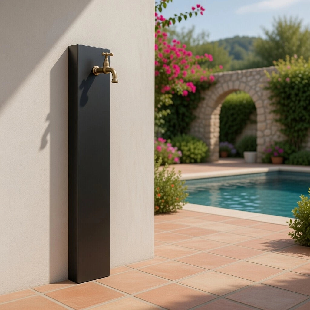 Fontana a Muro da Giardino Con Rubinetto 18x6x100 cm In Acciaio Antracite
