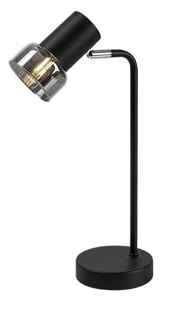 Lampada da tavolo nera minimal vetro fumé orientabile E14 Rabalux