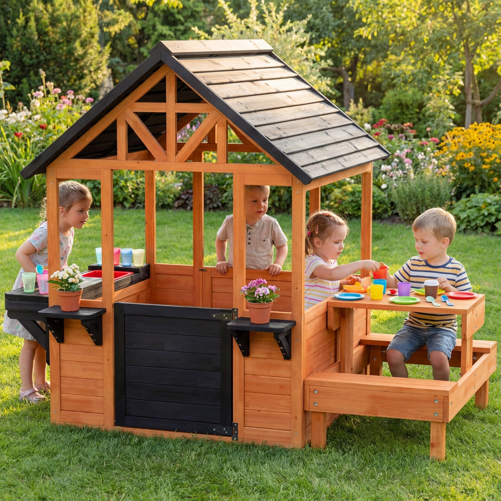 Casetta per bambini giardino in legno ¨C Minimal ¨C marrone