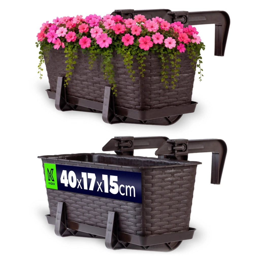 Fioriera da balcone KADAX con supporto, 40 cm + manici
