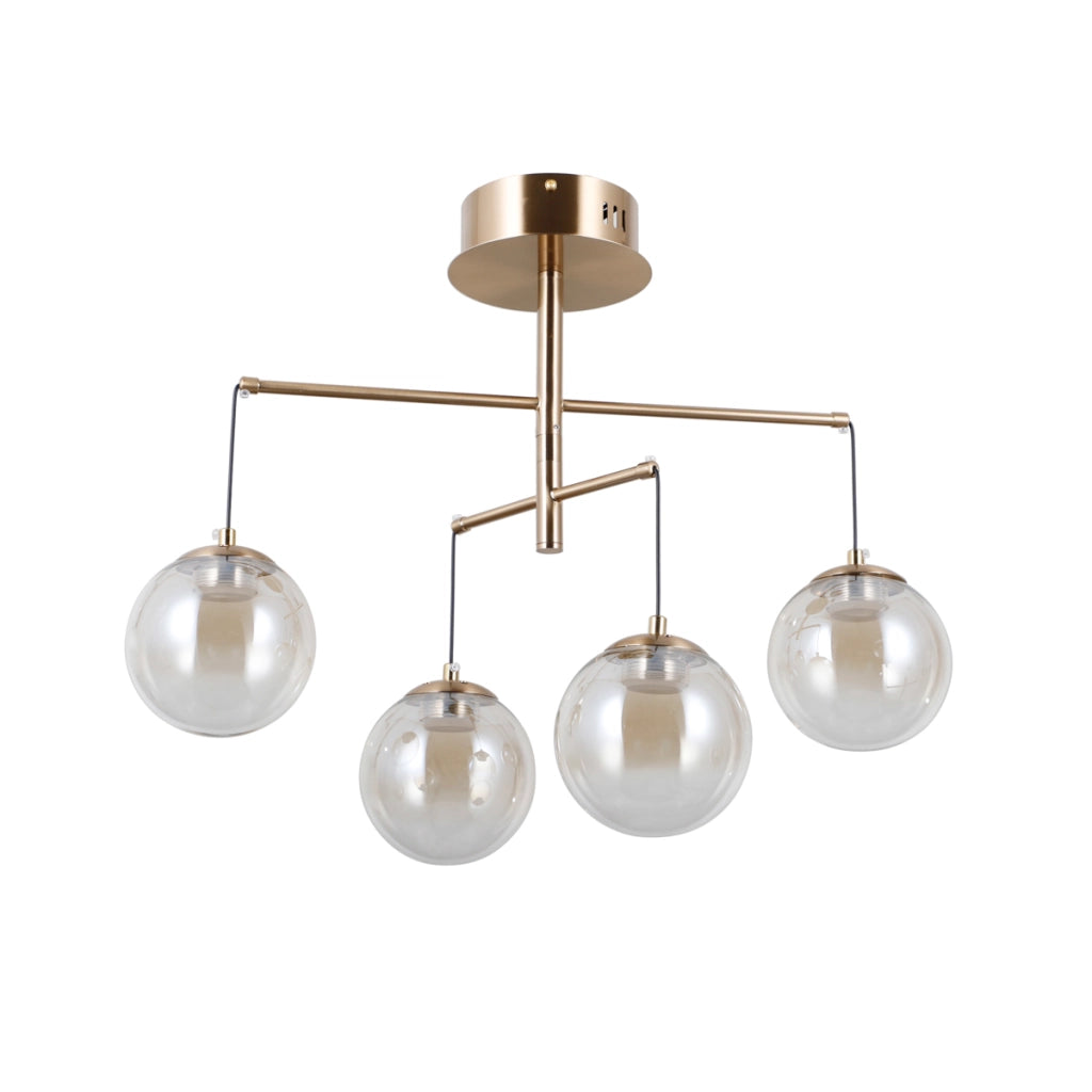 Lampada a sospensione VELADA oro vetro ambra LED 20W Italux