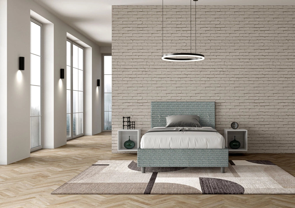 Letto 1 Piazza e Mezzo 120x190 cm con Rete e Contenitore Adele Aragona 7 Azzurro
