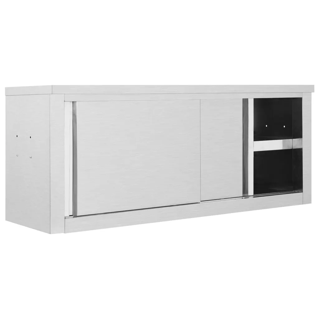 Pensile da cucina | Armadio da Cucina ad Ante Scorrevoli 120x40x50cm Acciaio Inox