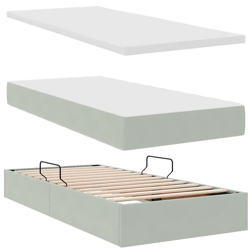 Letto con contenitore e LED Grigio chiaro 90 x 200 cm Velluto 3372579