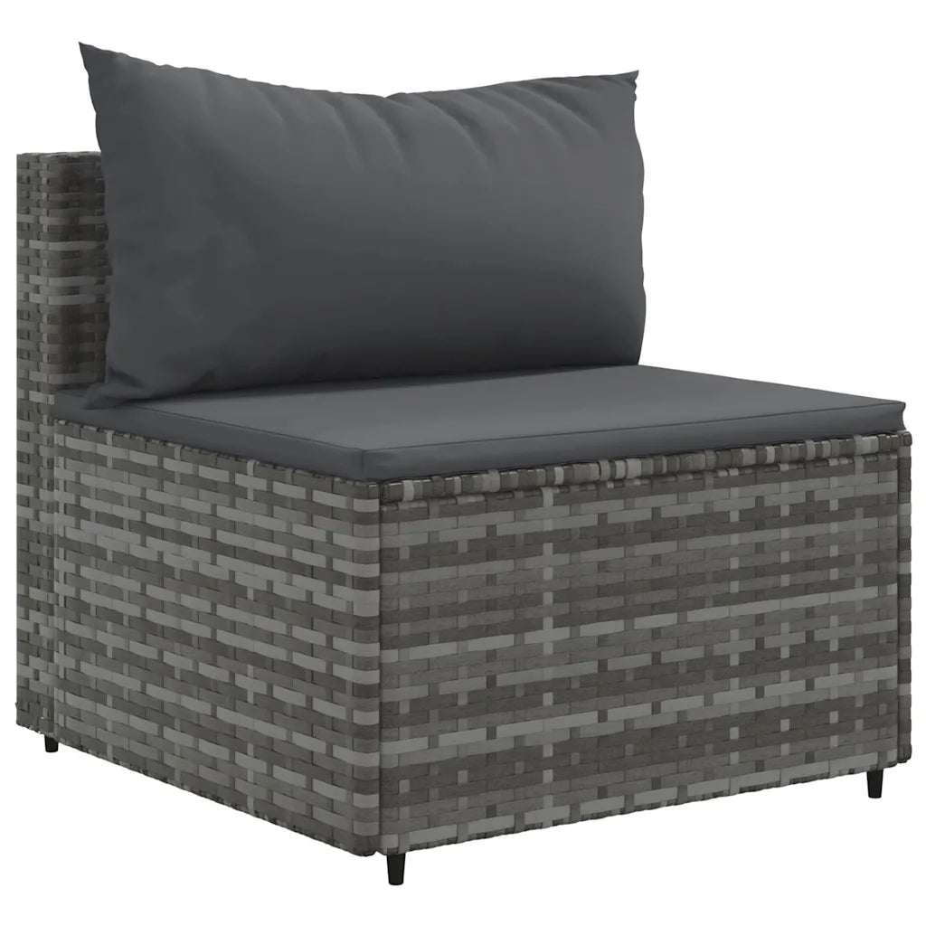 Set Divani da Giardino 9 pz con Cuscini in Polyrattan Grigio 3308202