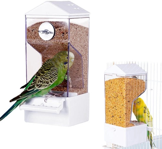 Dispensatore automatico per uccelli - Contenitore di cibo trasparente - Facile da pulire - Automatismo alimentare per uccelli