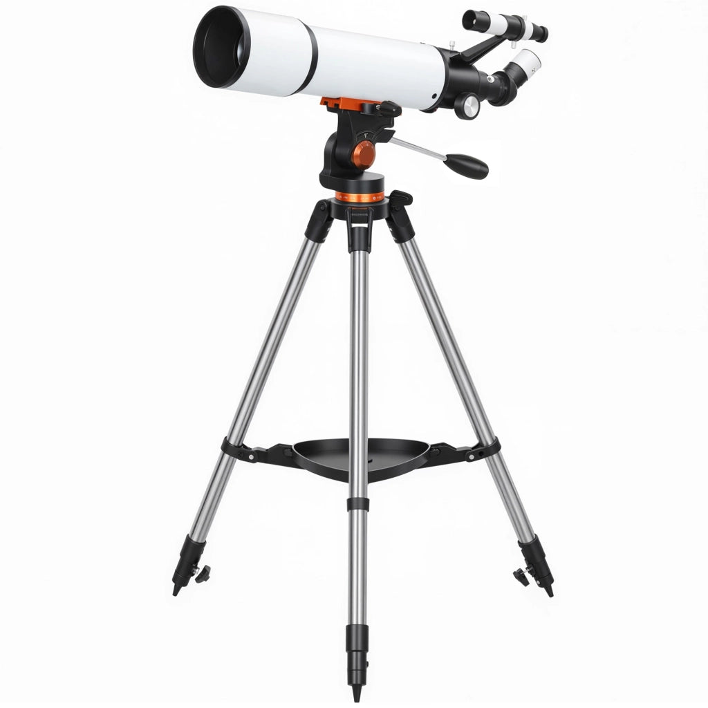 Telescopio Astronomico 80mm con Montatura AZ ¨C Minimal ¨C 92x92x130 cm, Bianco e Nero