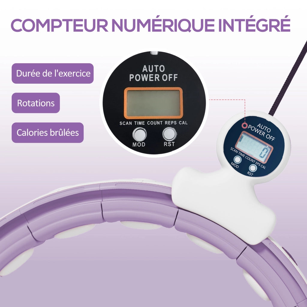 Hula Hoop con Massaggio ¨C Xylo ¨C Regolabile 76-113cm 16 Segmenti Removibili Viola