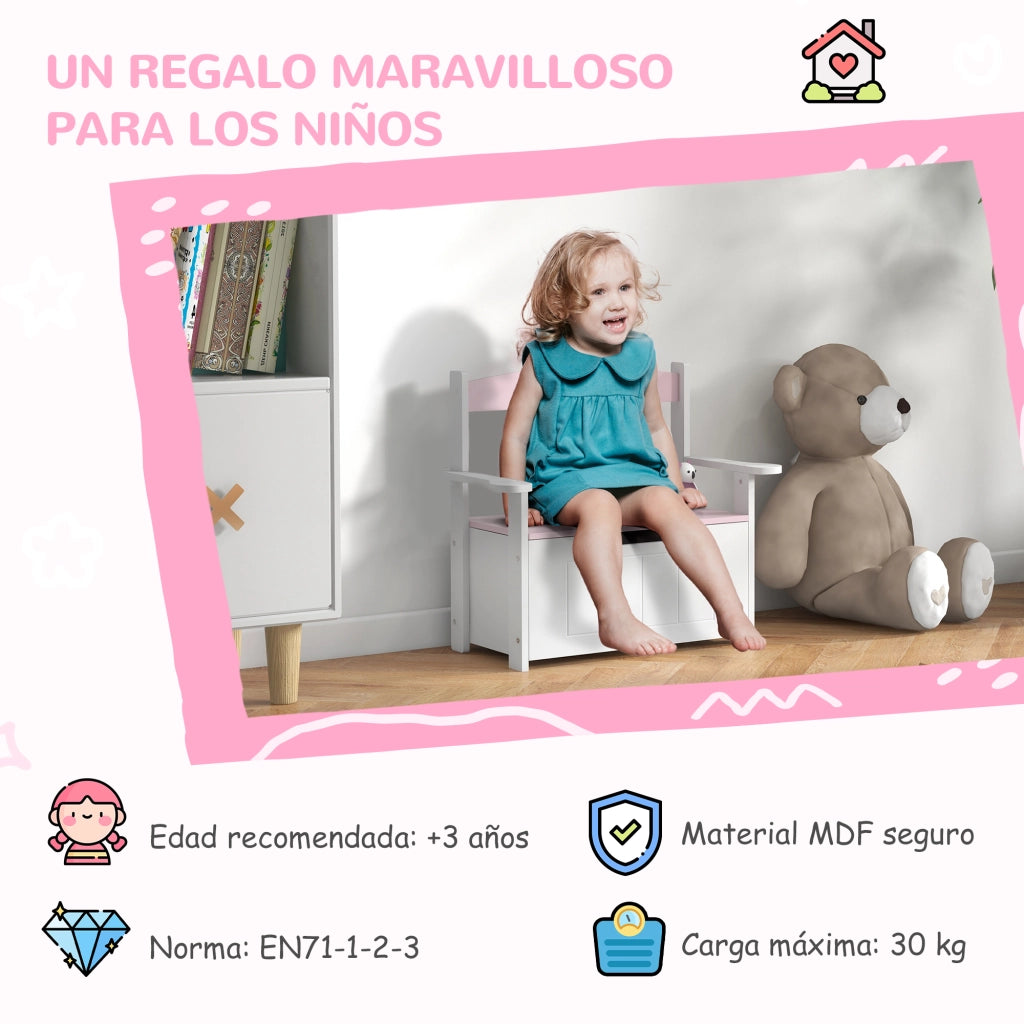 Scrivania per Bambini con Cassetti ¨C Minimal ¨C 68.5x34x58 cm Rosa e Bianco