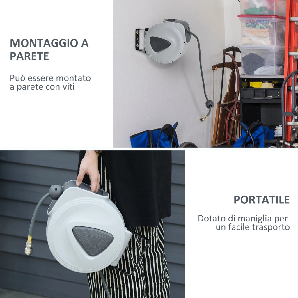 Avvolgitubo Automatico ¨C Minimal ¨C Grigio 20m Montaggio a Parete