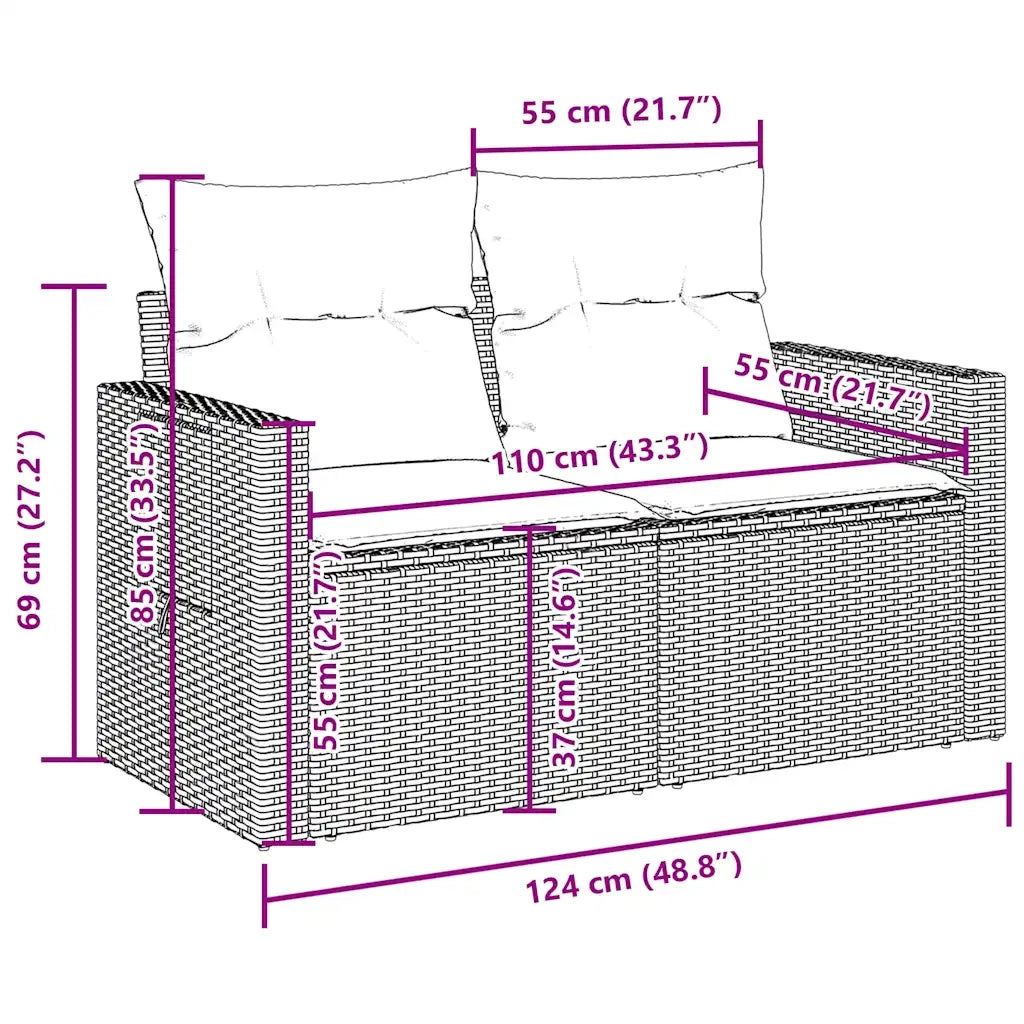 Set Divano da Giardino 6 pz con Cuscini Marrone in Polyrattan 3220462