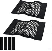 Retrattile auto con rete mesh universale per bagagliaio, organizzatore per piccoli contenitori per auto con adesivi e tasche per opzione di stoccaggio per SUV, 2 pezzi con strisce adesive