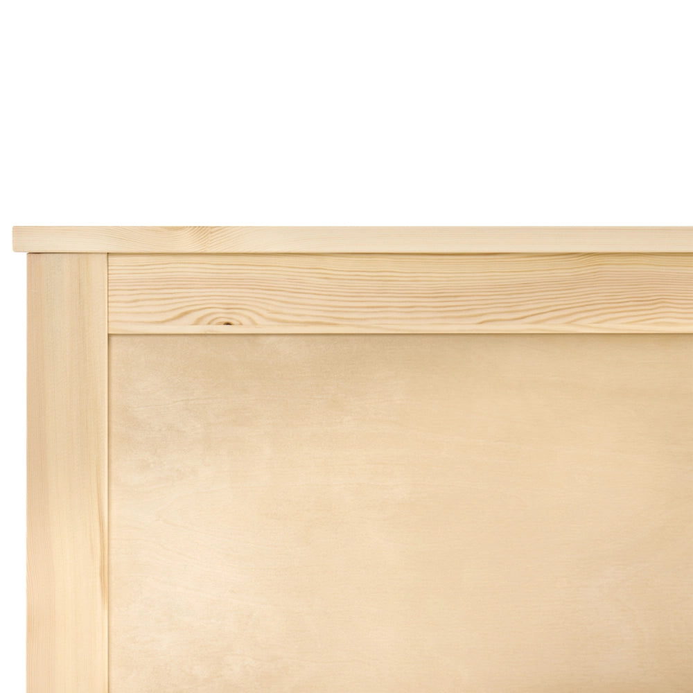 Letto matrimoniale con 2 cassetti in legno marrone chiaro stile 160 x 200 cm con testiera in stile scandinavo