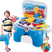 Trade Shop - Sgabello Valigetta Dottore Per Bambini Sediolina Portatile Con Accessori Medico -