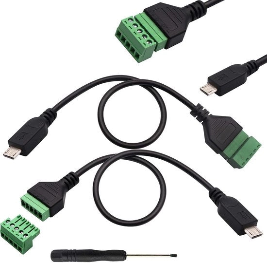 2 Stuks Micro USB Terminalstekker Kabel per DIY