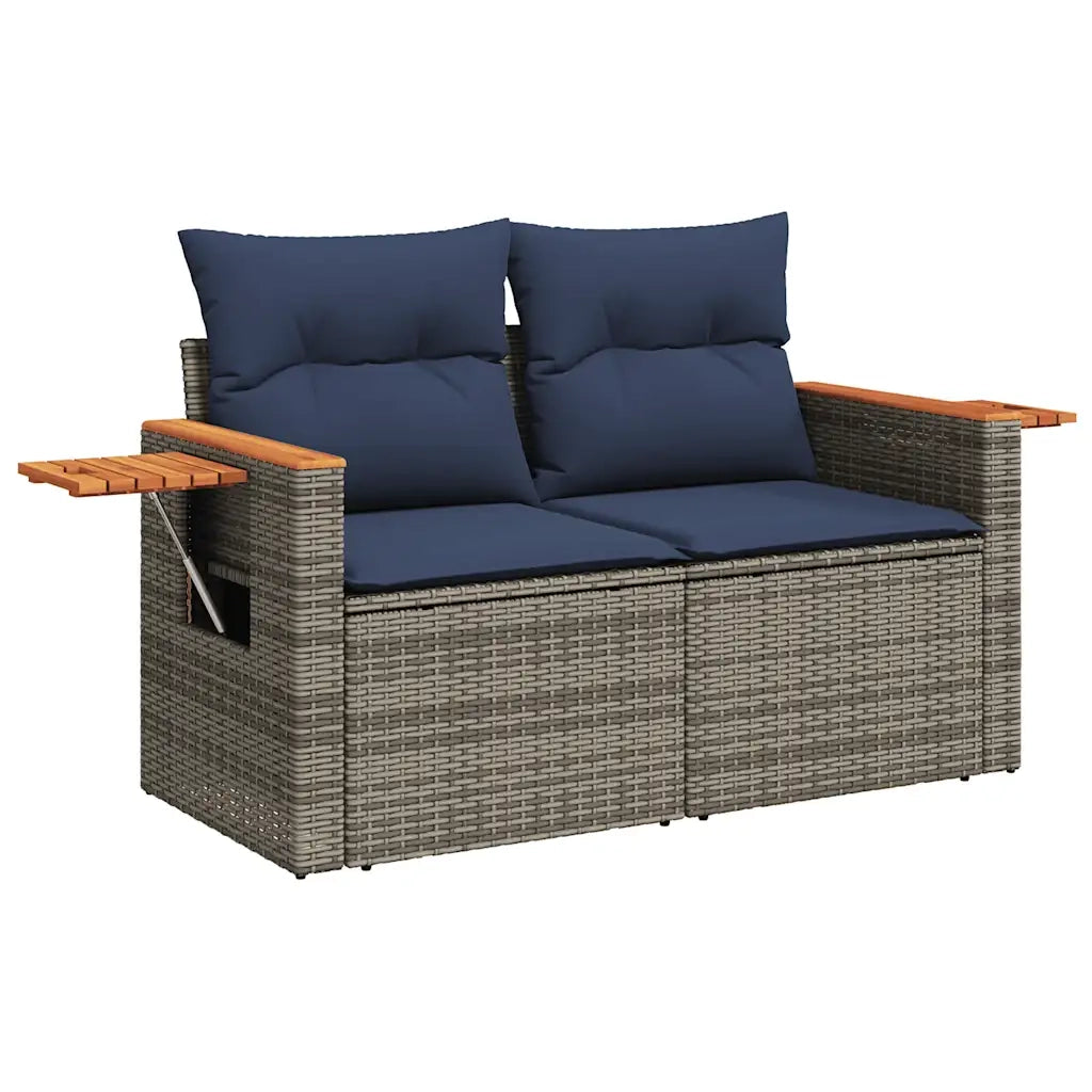 Set Divani da Giardino 4 pz con Cuscini Grigio in Polyrattan