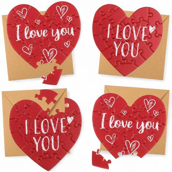 Set di carte da puzzle da 4 - Carte da auguri per compleanni/Natale - Carte da auguri bianche - Carte da ringraziamento - Carte da puzzle originali - Incluso buste