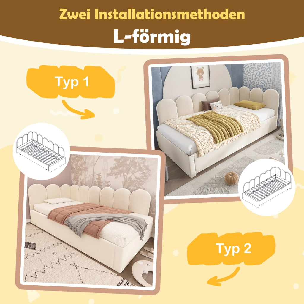 Daybed singolo – 90x200 cm – estraibile 90x190 rete – velluto beige