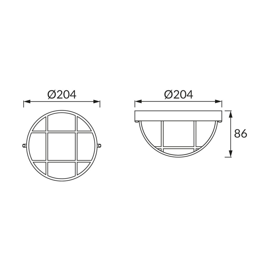 Plafoniera esterna industriale nera Ø20cm E27 IP54 Struhm