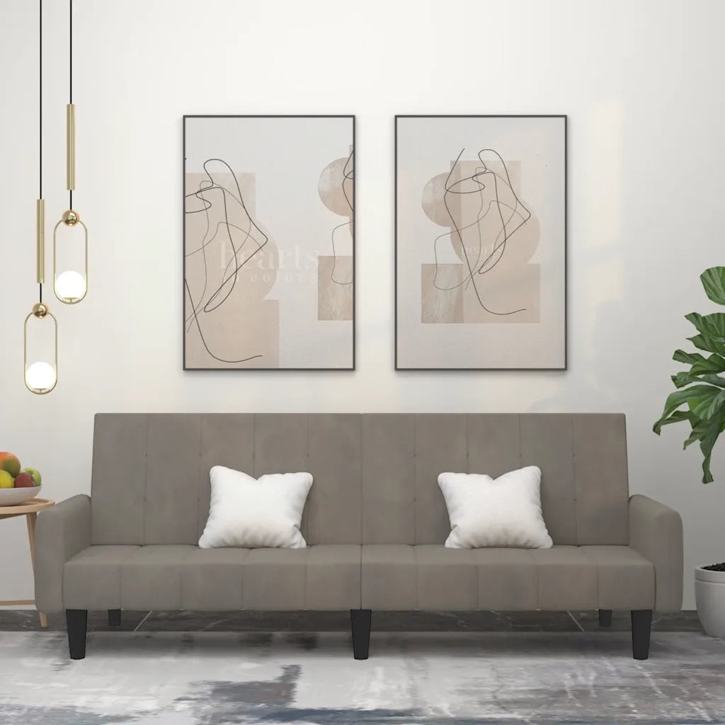 Divano letto | Sof¨¤ letto | Letto singolo a 2 Posti Grigio Chiaro in Velluto