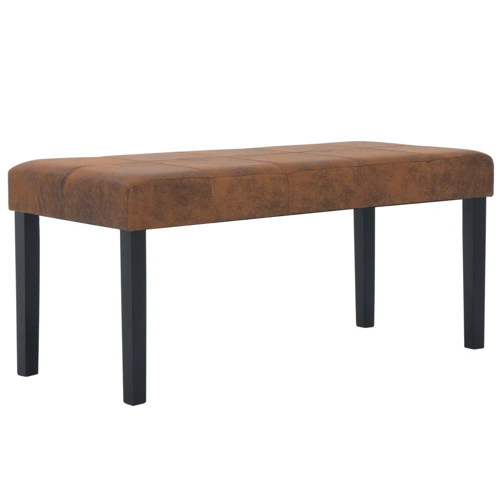 Panca-Sgabello 106 cm Marrone in Pelle Scamosciata Artificiale