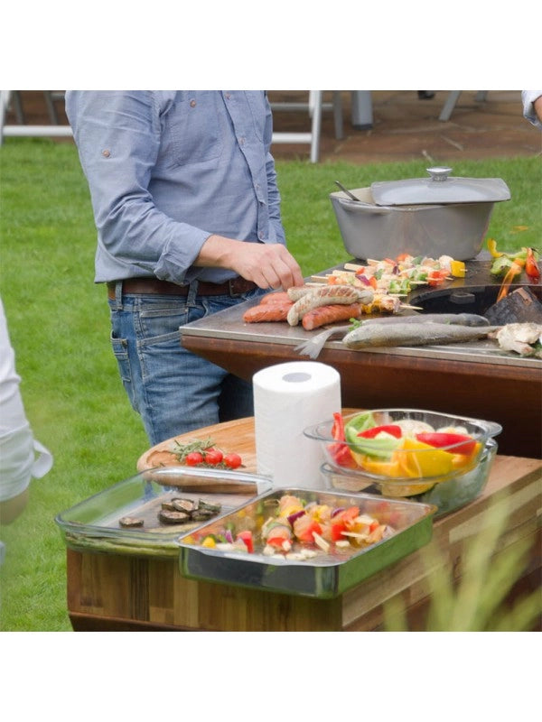 Braciere da giardino, Barbecue con grglia con gambe e copertura protettiva - G1 Basic corten