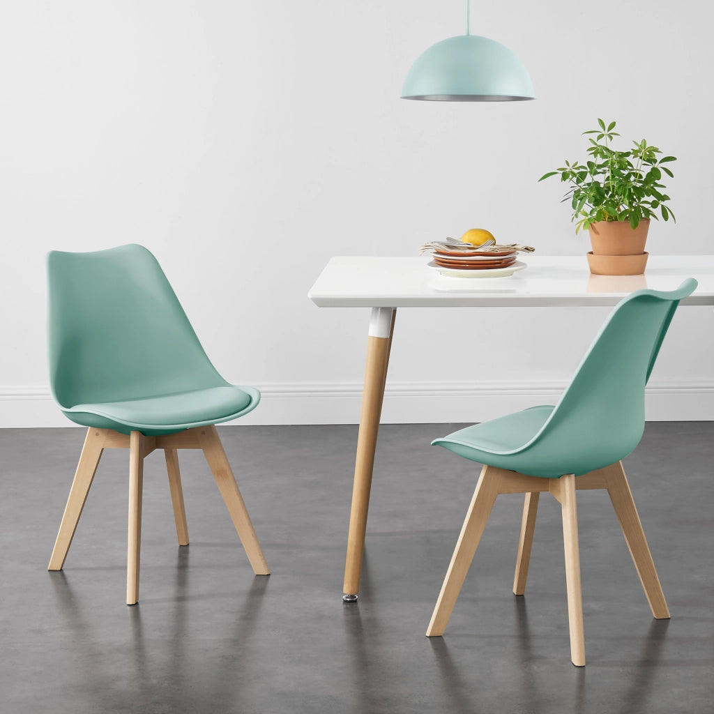Set Fläten di 6 Sedie da Sala con Seduta Imbottita Rivestimento in Similpelle Menta Verde [en.casa]