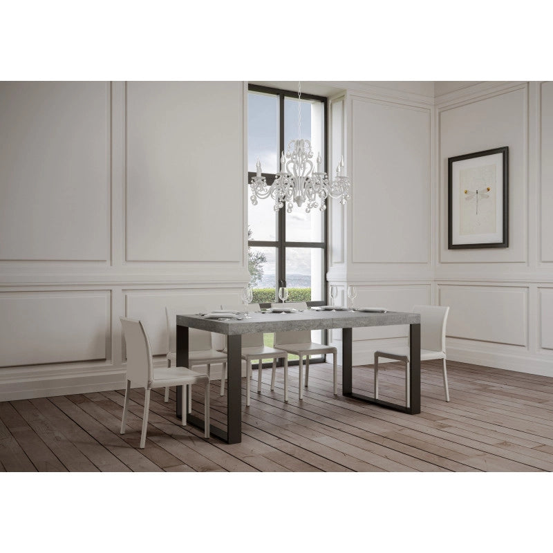 Tavolo allungabile 200/304x90 cm Tecno telaio Antracite - Cemento