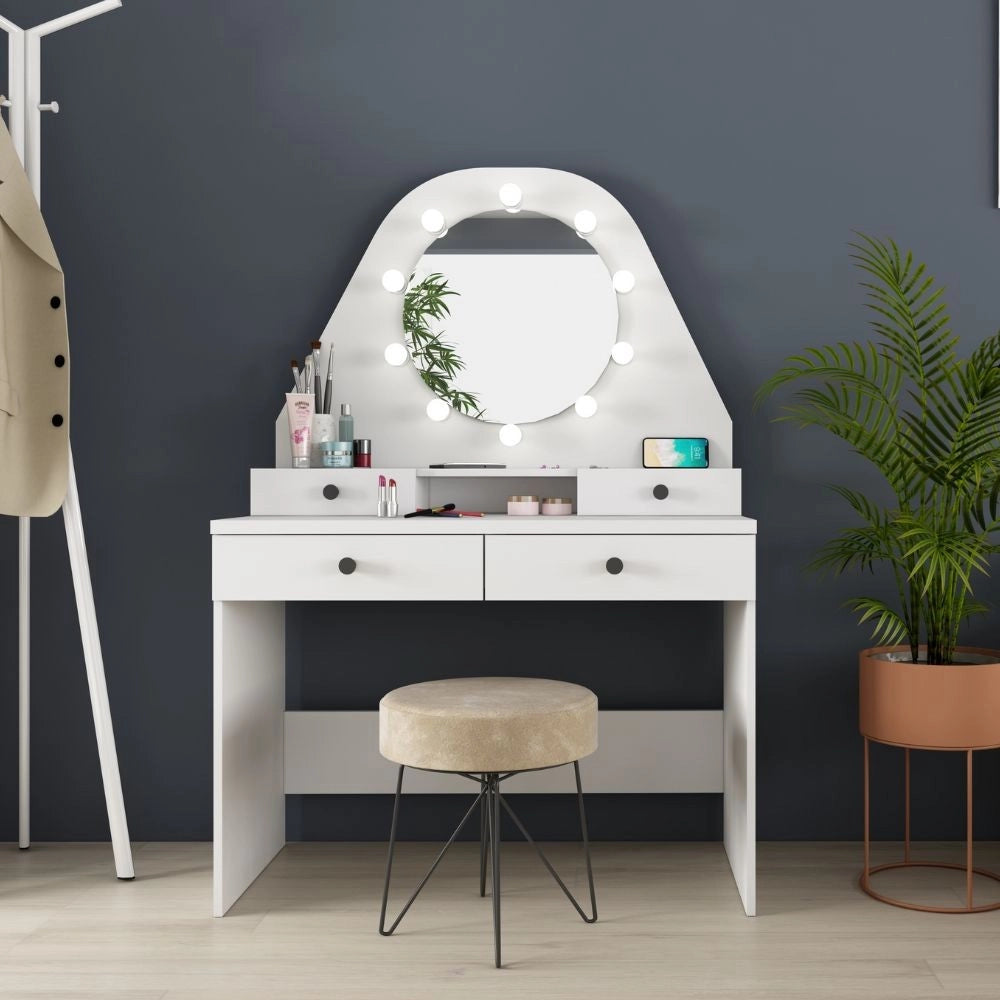 Toeletta trucco 1737 con specchio e luci Led colore bianco