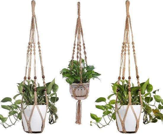 Porta piante in corda di cotone - Interno e esterno - Decorazione per soffitto, balcone, parete - 88-90-92 cm