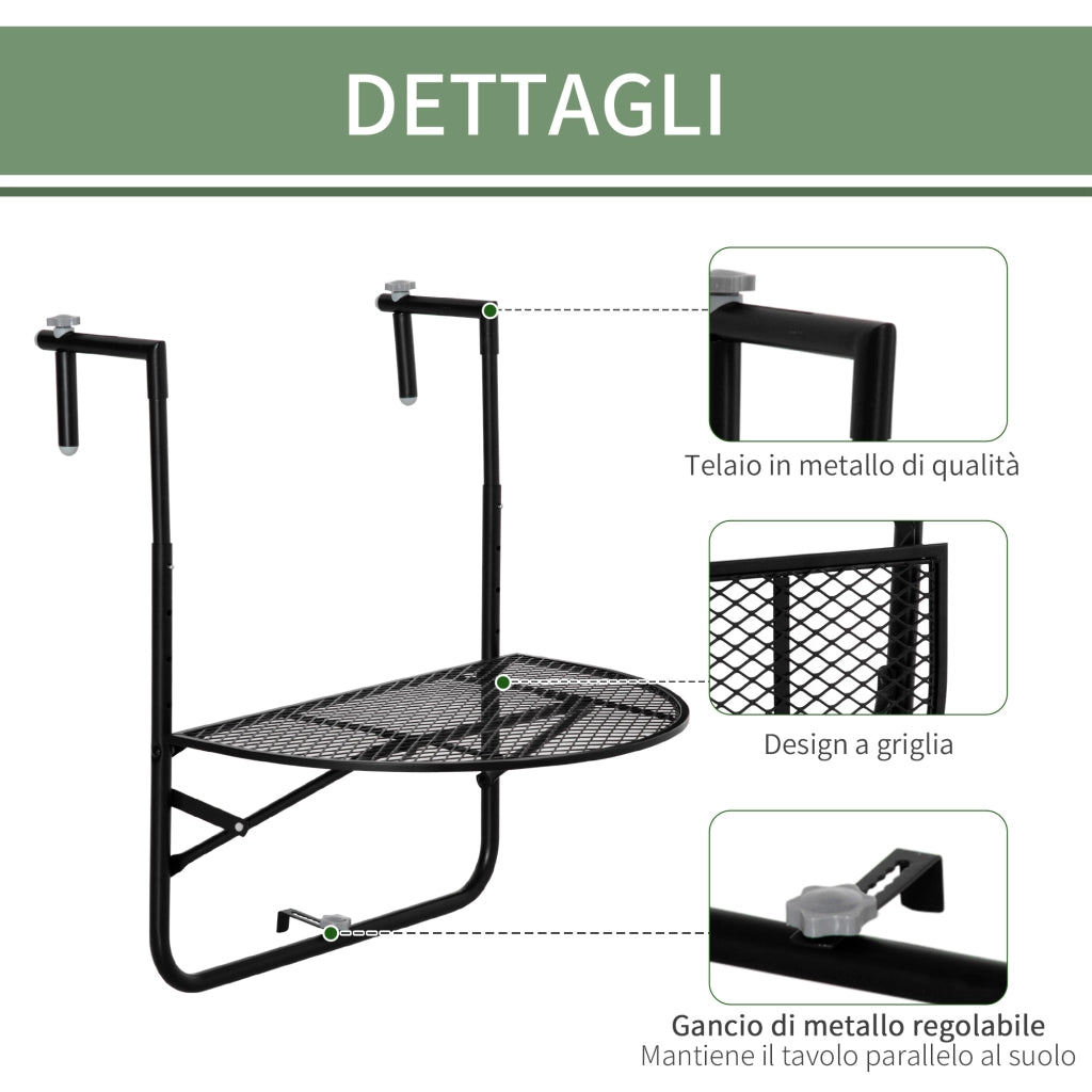 Tavolo Pieghevole Regolabile ¨C Minimal ¨C Nero Metallo 60x60x57-72cm