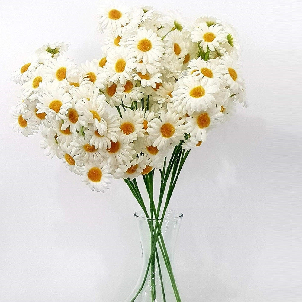 Trade Shop - Margherite Bianche 6 Rami 5 Pezzi Margherita Finte H55cm Artificiali Decorazioni -
