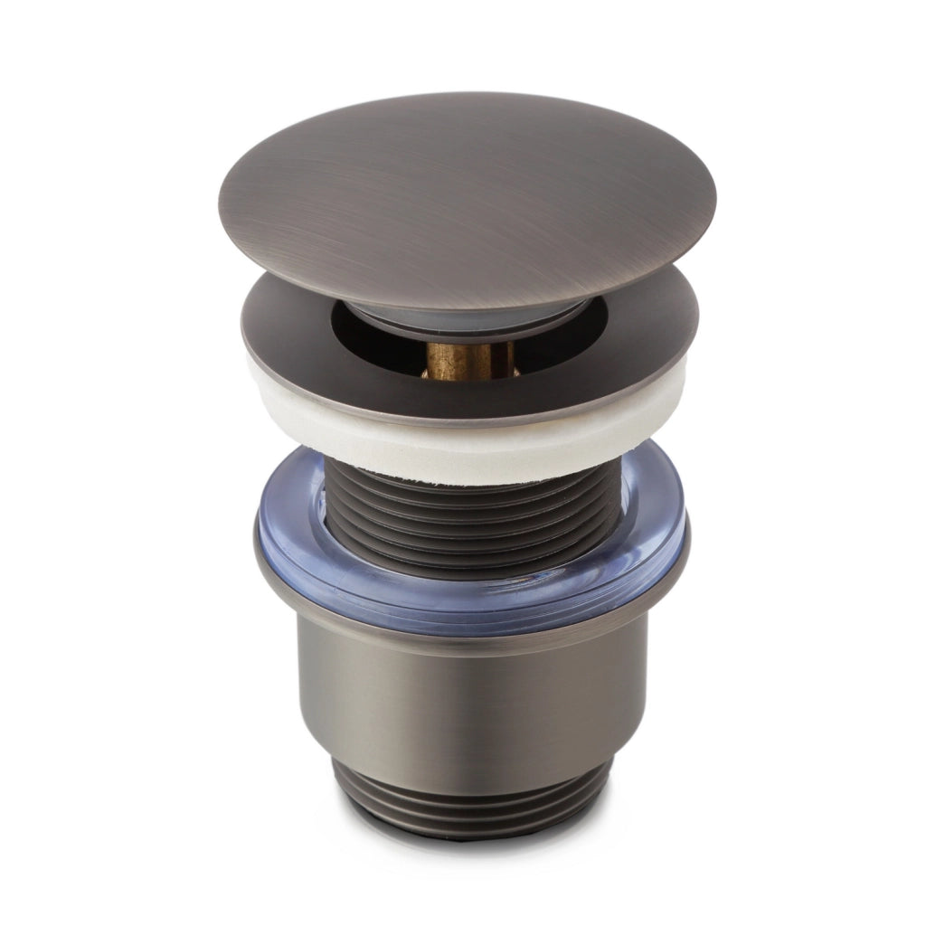 Piletta di scarico click-clack universale per lavabo e bidet senza troppo pieno in ottone gun metal | Moulin