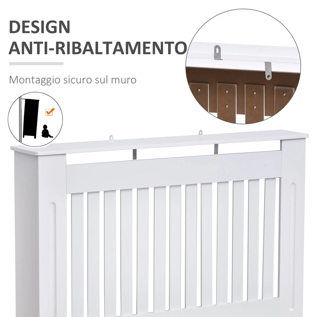 Copritermosifone in Legno MDF Bianco 112x19x81 cm