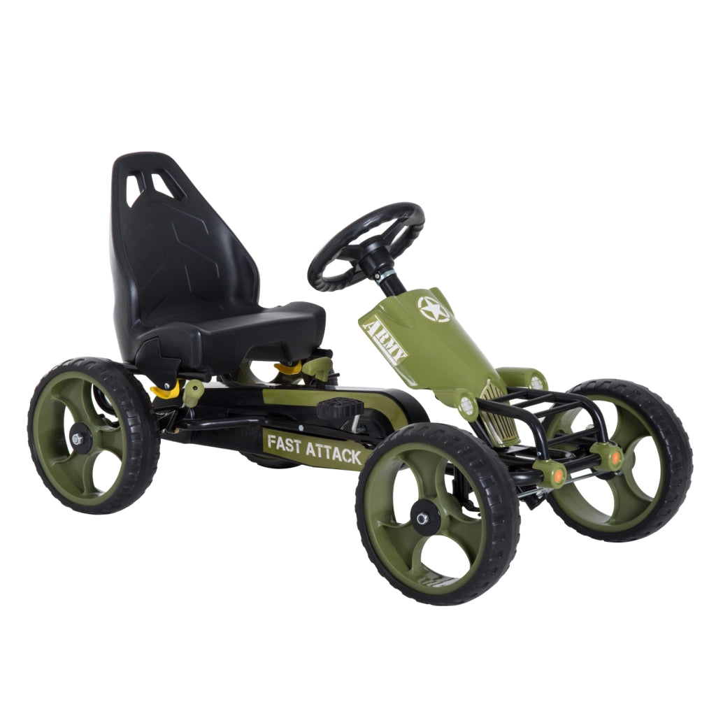 Go Kart Tretauto Tretfahrzeug con Freno a Mano ¨C zephmum ¨C Verde 105x54x61 cm