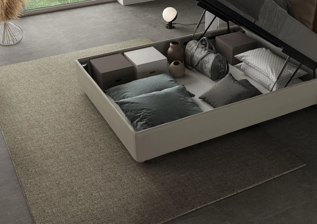 BS COM Letto una piazza e mezza contenitore imbottito 120x190 similpelle cappuccino