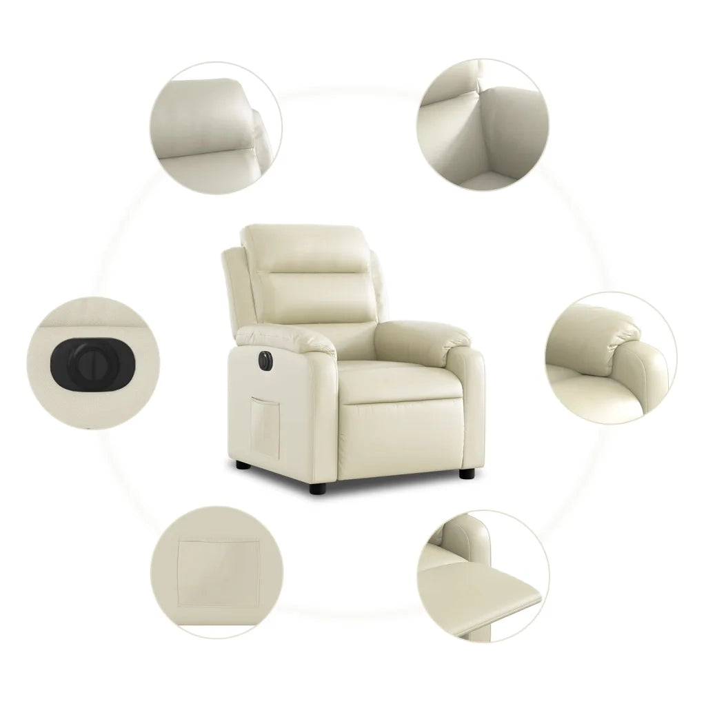 Poltrona Reclinabile Elettrica Crema in Similpelle 3205029